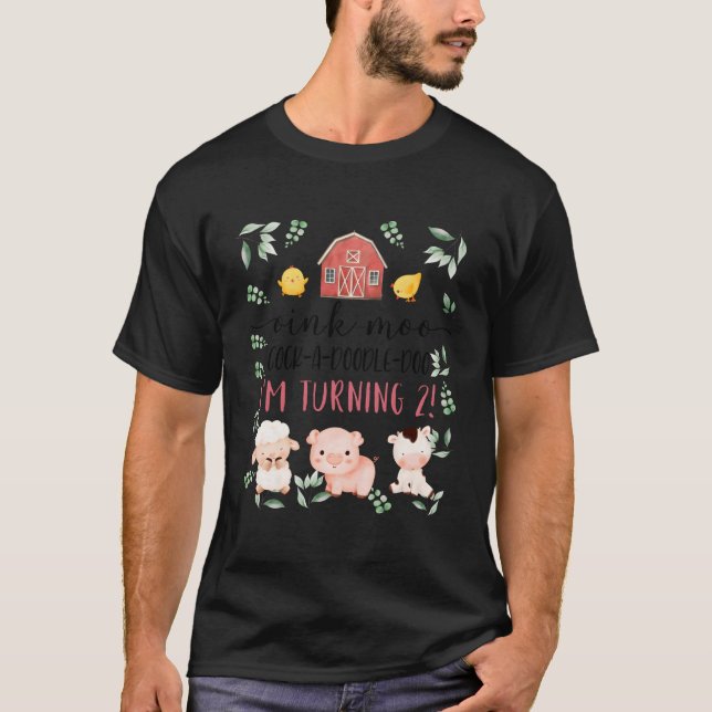 T-shirt 2E Anniversaire Oink Moo Cockadoodle Doo Deuxième  (Devant)
