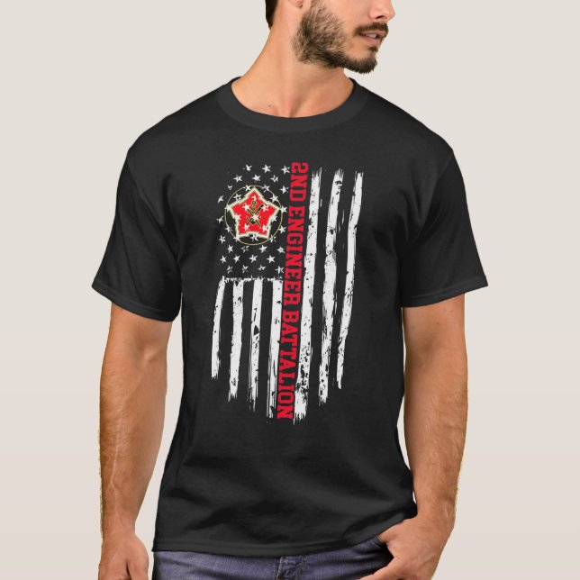 T-shirt 2e Bataillon du génie, drapeau américain Premium (Devant)