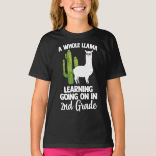 T-shirt 2e Grade Teacher Kids Back To School Llam