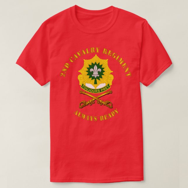 T-shirt 2e régiment de cavalerie DUI toujours prêt (Design devant)