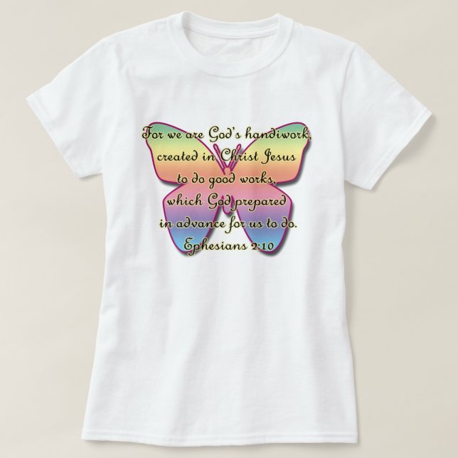 T-shirt 2h10 d'Ephesians, papillon de vers de bible (Design devant)