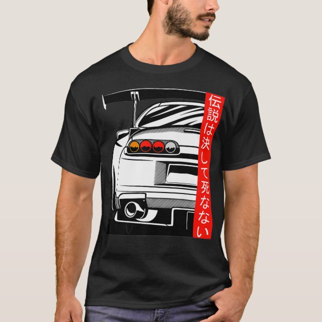 T-shirt 2JZ JDM Les légendes ne meurent jamais Rising Sun  (Devant)