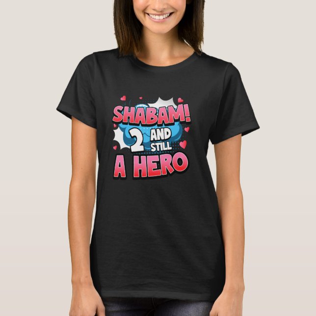 T-shirt 2nd Birthday Superhero Girls Shabam! Hero Comic Bo (Devant)