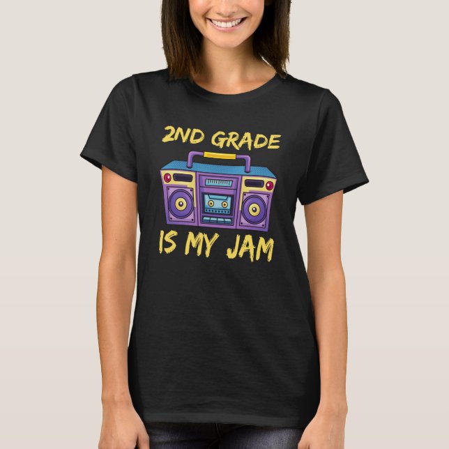 T-shirt 2nd Grade Is My Jam School Retro 80s Boombox Stude (Devant)
