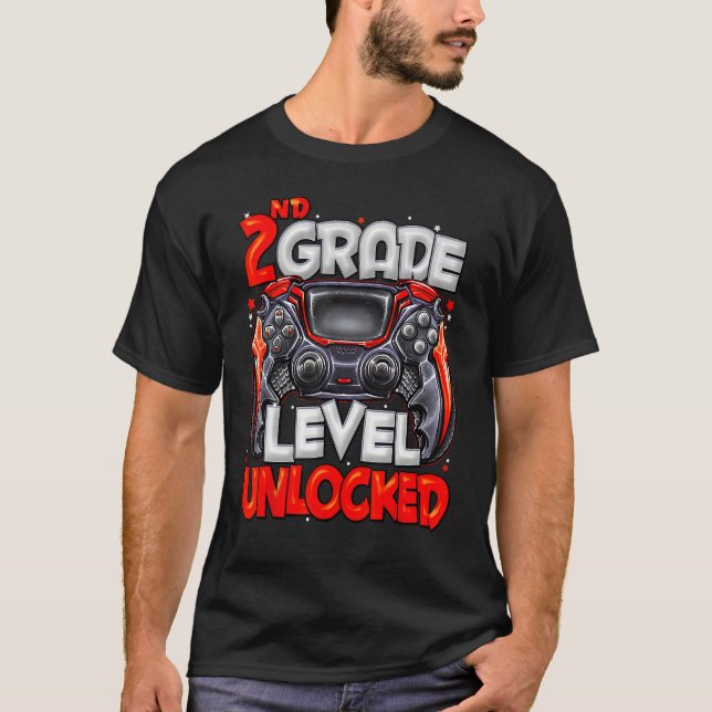 T-shirt 2nd Grade Level Unlocked Video Game Back To School (Devant)