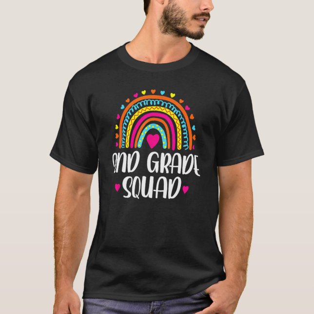T-shirt 2nd Grade Squad Teacher  Rainbow  Back To School (Devant)