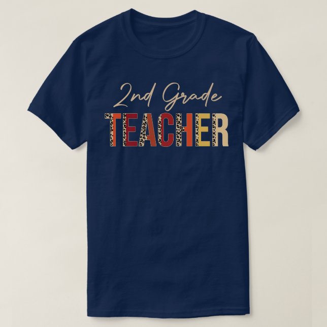 T-shirt 2nd Grade Teacher leopard Affaire Autumn Lovers Th (Design devant)