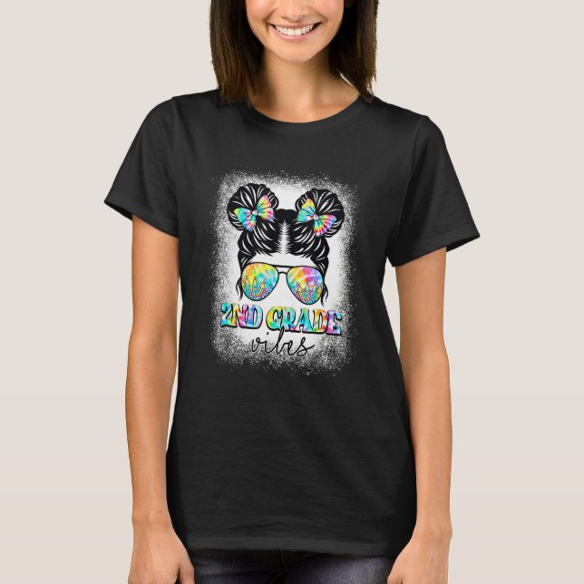 T-shirt 2nd Grade Vibes Messy Hair Bun Girl Back To School (Devant)