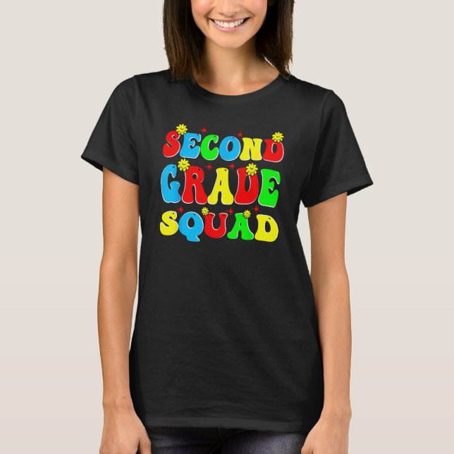 T-shirt 2nd Second Grade Squad Retro Groovy Teacher Back T (Devant)