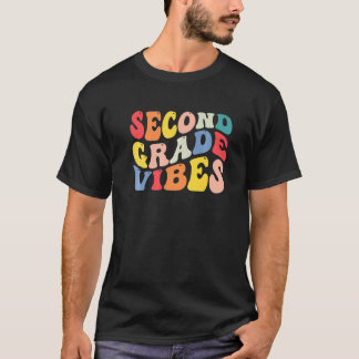 T-shirt 2nd Second Grade Vibes Teacher Back To School Retr