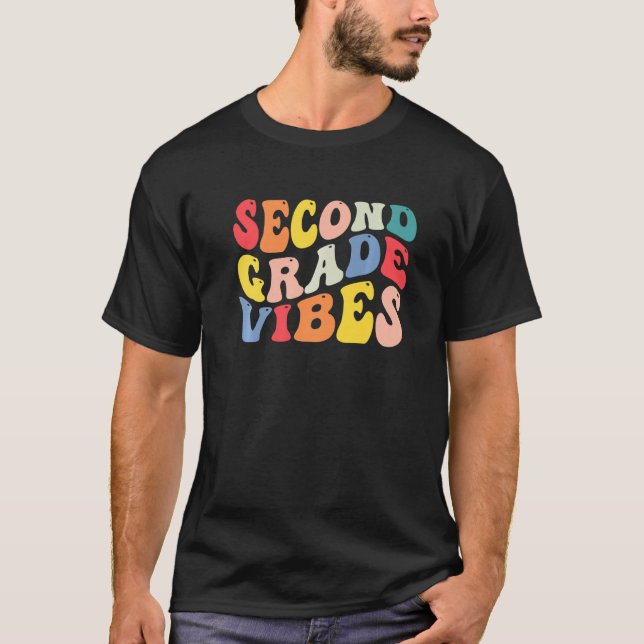 T-shirt 2nd Second Grade Vibes Teacher Back To School Retr (Devant)