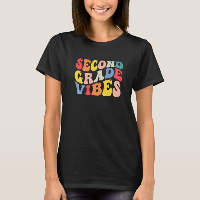 T-shirt 2nd Second Grade Vibes Teacher Back To School Retr (Devant)