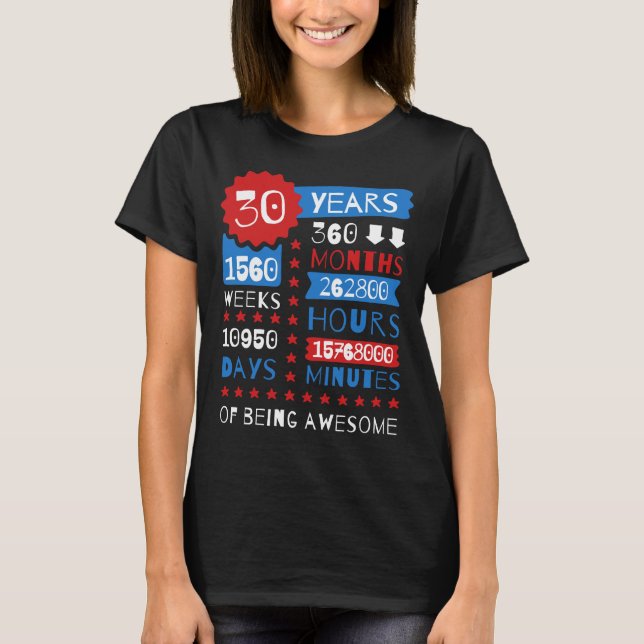 T-shirt 30 ans d'être impressionnant - 30ème pièce en t de (Devant)