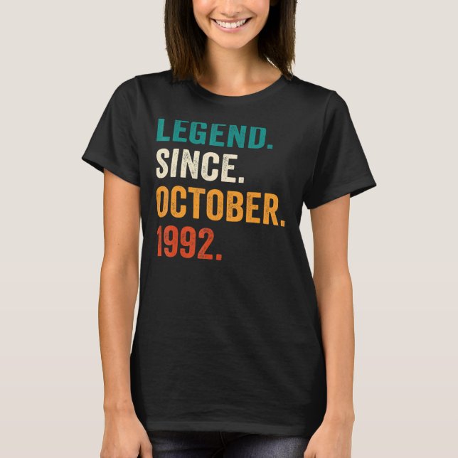 T-shirt 30 ans Old Legend Since October 1992 30th Birth (Devant)