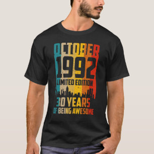 T-shirt 30 ans Vintage octobre 1992 30e anniversaire