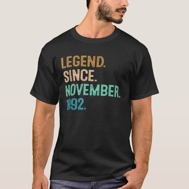 T-shirt 30e anniversaire 30 ans légende depuis le 1er nove (Devant)