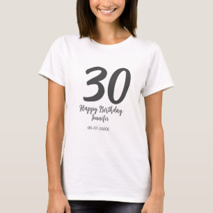 T-shirt 30e anniversaire ajouter nom date année noir modèl