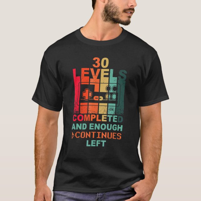 T-shirt 30e Anniversaire Niveau 30 Gamepad Retro Gamer (Devant)