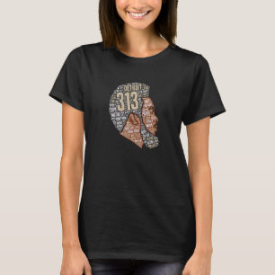 T-shirt 313 Indicatif régional Detroit Black Man Fête des