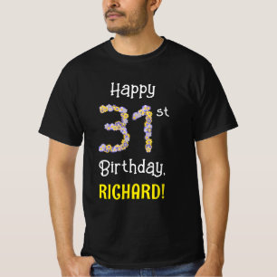 T-shirt 31e anniversaire : Fleurs florales Numéro "31" + N