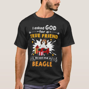 T-shirt 328 Demandé à Dieu - Véritable Ami - Un Beagle