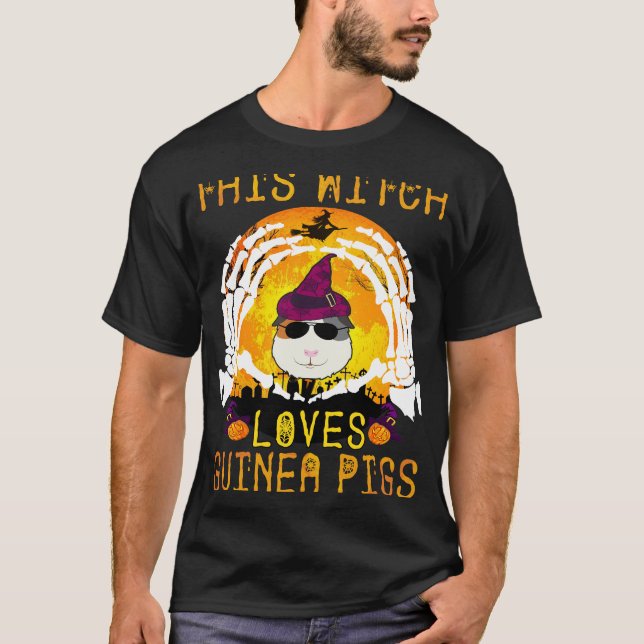 T-shirt 32 Cette Sorcière Aime Les Cochons De Guinée Hallo (Devant)