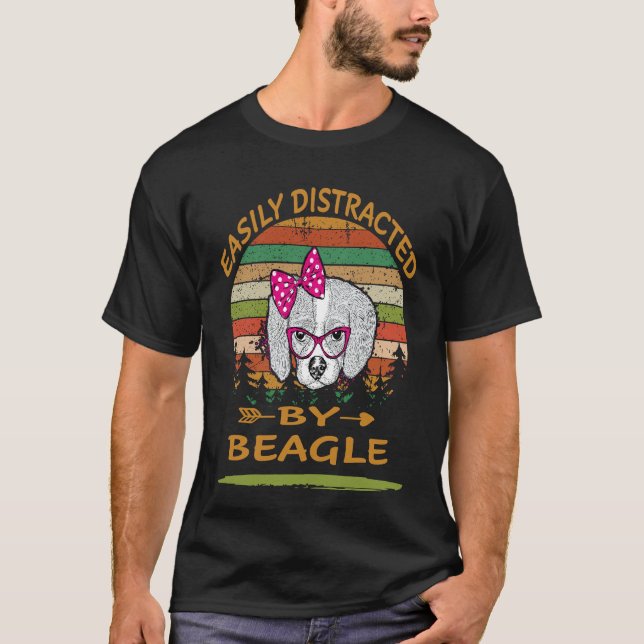 T-shirt 32 Facilement Distrait Par Le Beagle (Devant)