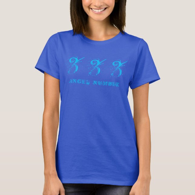 T-shirt 333 (NUMÉRO ANGEL) Synchronicité, Bleu - (Devant)