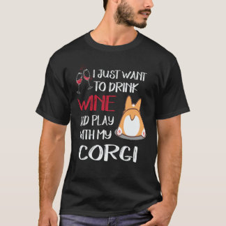 T-shirt 33 Je veux juste boire du vin Corgi