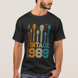 T-shirt 33e anniversaire Vintage 1989 Guitariste Guitare