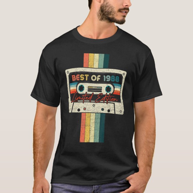 T-shirt 34 Anniversaire Meilleur De La Bande De Cassette 1 (Devant)