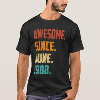 T-shirt 34 Ans Awesome Depuis Juin 1988 34e Anniversaire