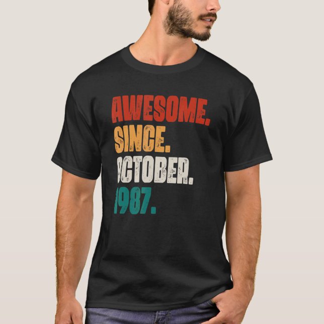 T-shirt 35 Ans Awesome Depuis Octobre 1987 35e Birt (Devant)