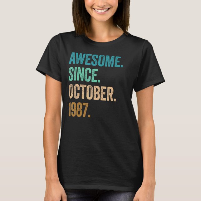 T-shirt 35 Ans Awesome depuis Octobre 1987 35e Naissance (Devant)