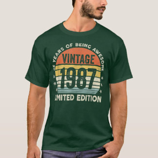 T-shirt 35 ans Vintage 1987 Edition limitée Cadeaux 35t