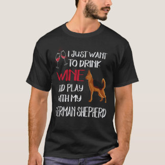 T-shirt 35 Veut simplement boire du vin et jouer avec mon 