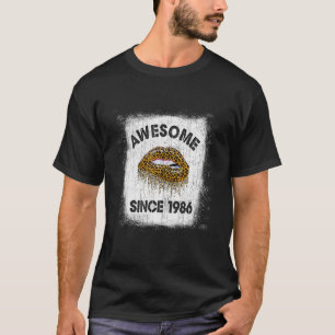 T-shirt 36 Ans Anniversaire Awesome Depuis 1986 Leopard L