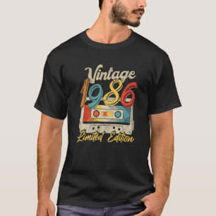 T-shirt 36 Ans Vintage 1986 Cassette Bande Rétro 36E