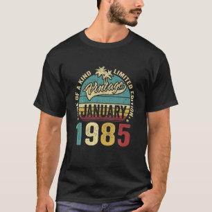 T-shirt 37E Anniversaire 37 Ans Rétro Né Le 1Er Janvier