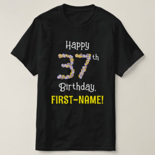 T-shirt 37e anniversaire : Fleurs florales Numéro "37" + N