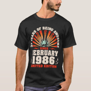 T-shirt 37e anniversaire Musique guitariste Vintage 19 fév