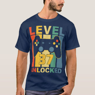 T-shirt 37th Birthday Level 37 Unlocked Vintage Video Game