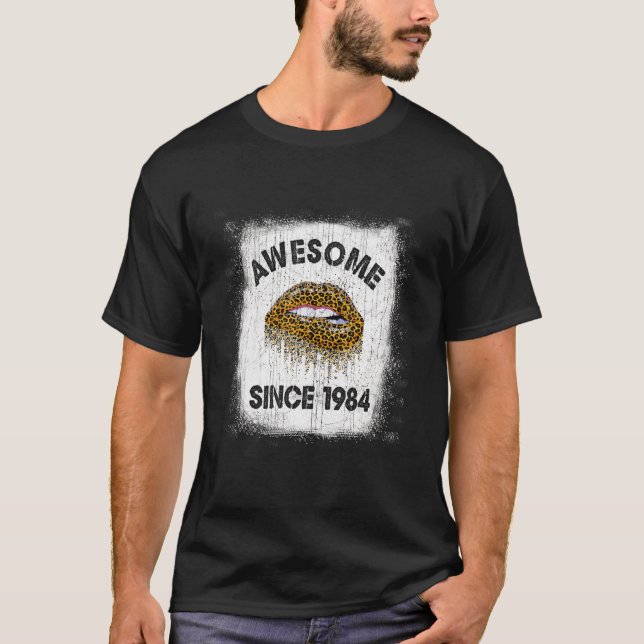 T-shirt 38 Ans Anniversaire Awesome Depuis 1984 Leopard L (Devant)