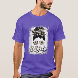 T-shirt 38 Years Old Fabulous Messy Bun Leopard 38th Birth