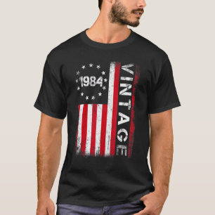 T-shirt 39 ans Vintage 1984 Drapeau américain 39e naissanc