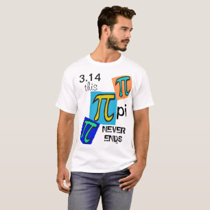 T-shirt 3,14 pi Ne met jamais fin aux symboles bleus jaune