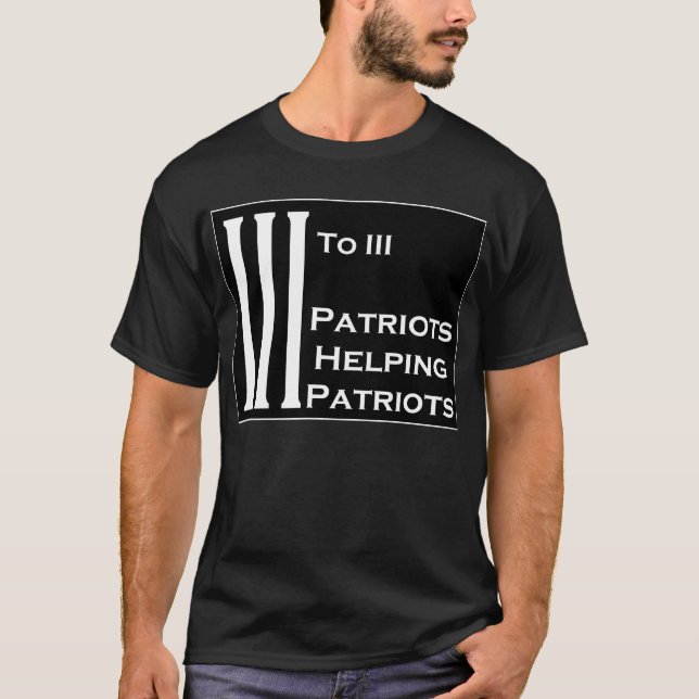 T-shirt 3 à 3 patriotes aidant des patriotes noircissent (Devant)