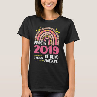 T-shirt 3 Ans 3E Anniversaire Né En 2019 Femmes Filles