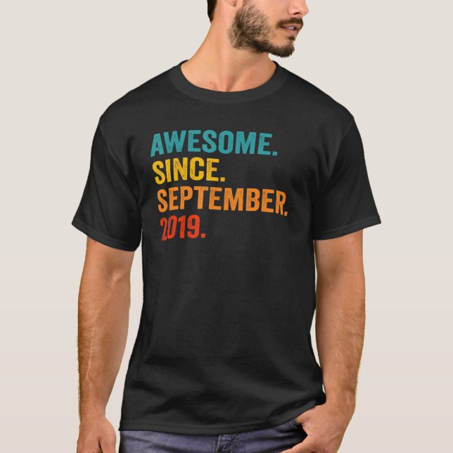 T-shirt 3 Ans Awesome depuis Septembre 2019 3e Birt (Devant)