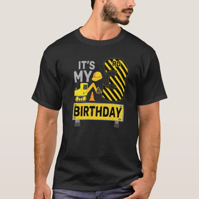 T-shirt 3 ans Garçon C'est mon 3e anniversaire Constructio (Devant)